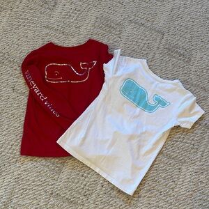 🐳 Vineyard Vines Kids Long Sleeve Red Tee and White Short Sleeve Tees